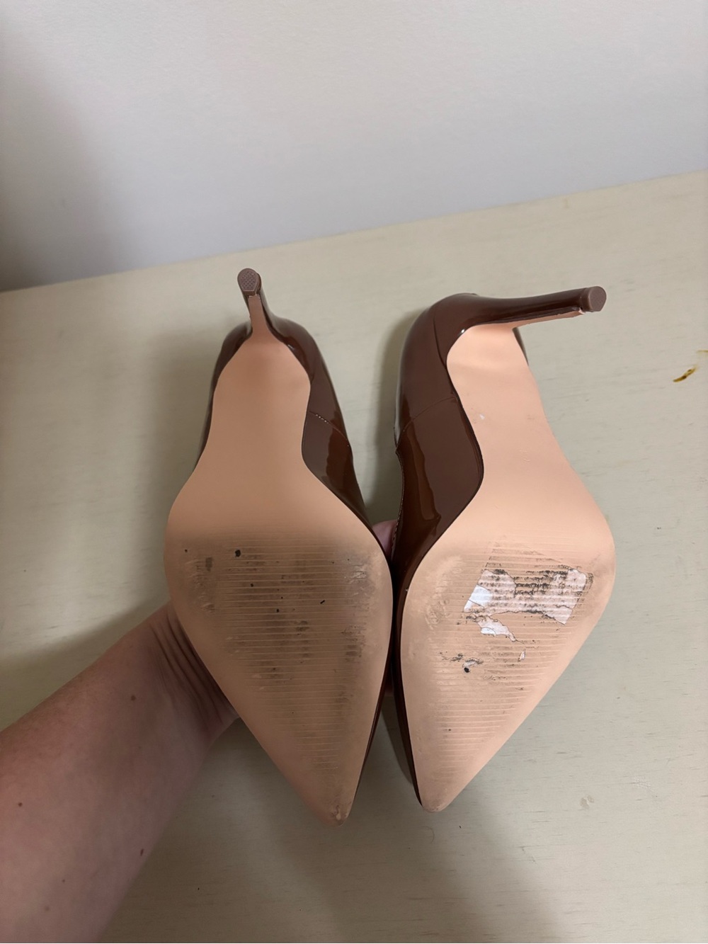 Steve Madden Brown Patent Pointed Toe Pumps - Picture 4 of 4